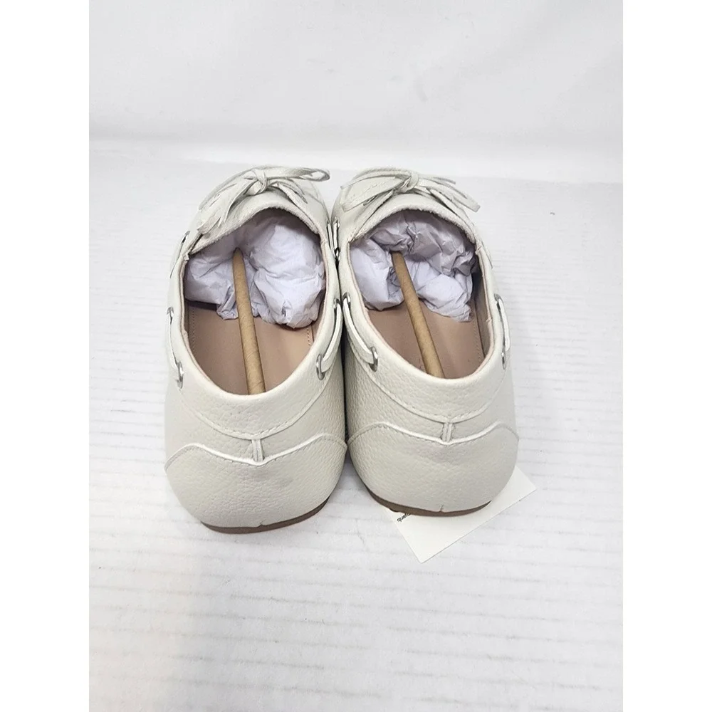 The Drop Women's Cream Boat Shoes Lace‎ Up Loafers Flat Size US 10 EU 41